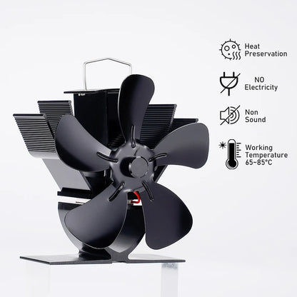 Mini Heat Powered Stove Fan – 5-Blade Quiet Fireplace Fan for Wood Burner, Eco-Friendly Heat Distribution Fan for Winter Home Heating