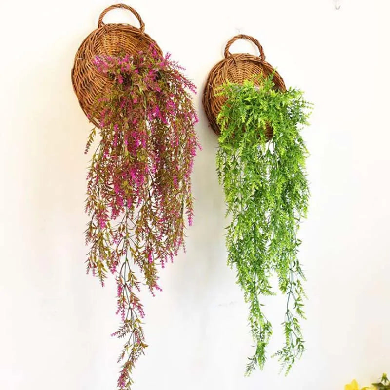 Handmade Wicker Rattan Wall Hanging Flower Planter – Rustic Basket Plant Holder for Indoor & Outdoor Garden Décor