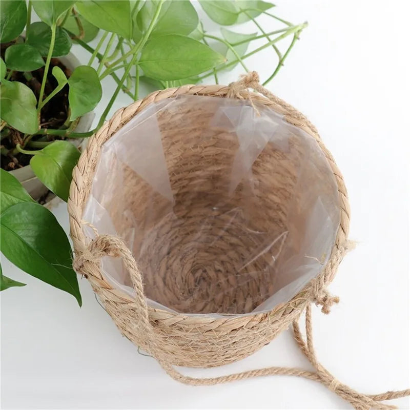 Handmade Jute Rope Macrame Hanging Planter – Boho Indoor/Outdoor Flower Pot Holder for Stylish Vertical Decor