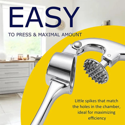 Stainless Steel Garlic Press – Heavy Duty Garlic Mincer & Crusher, Easy to Clean Kitchen Tool