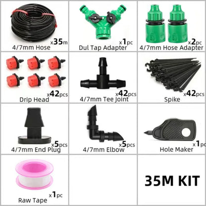 Drip Irrigation System 5-60M Plant Watering Kit – Adjustable Drippers Micro Irrigation Set for Garden, Greenhouse & Patio