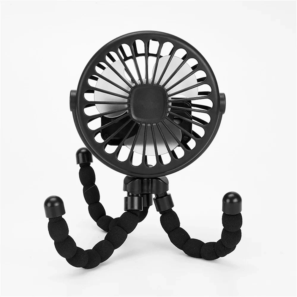 Portable Baby Stroller Fan – Oscillating Mini Handheld Fan with Flexible Tripod, USB Rechargeable & Battery Operated