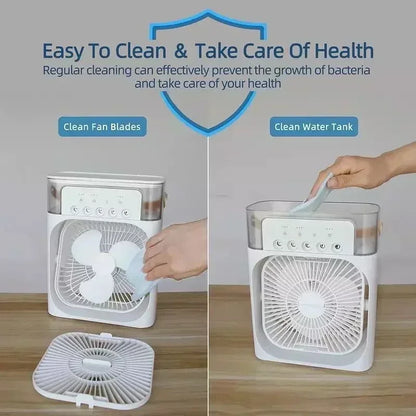 3 in 1 Portable Air Conditioner Fan – Mini Air Cooler, Humidifier & LED Night Light for Home or Office