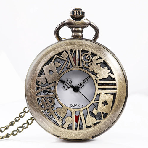 Vintage Bronze Pocket Watch™ – “WonderTime” Alice-Inspired Pocket Fob Necklace