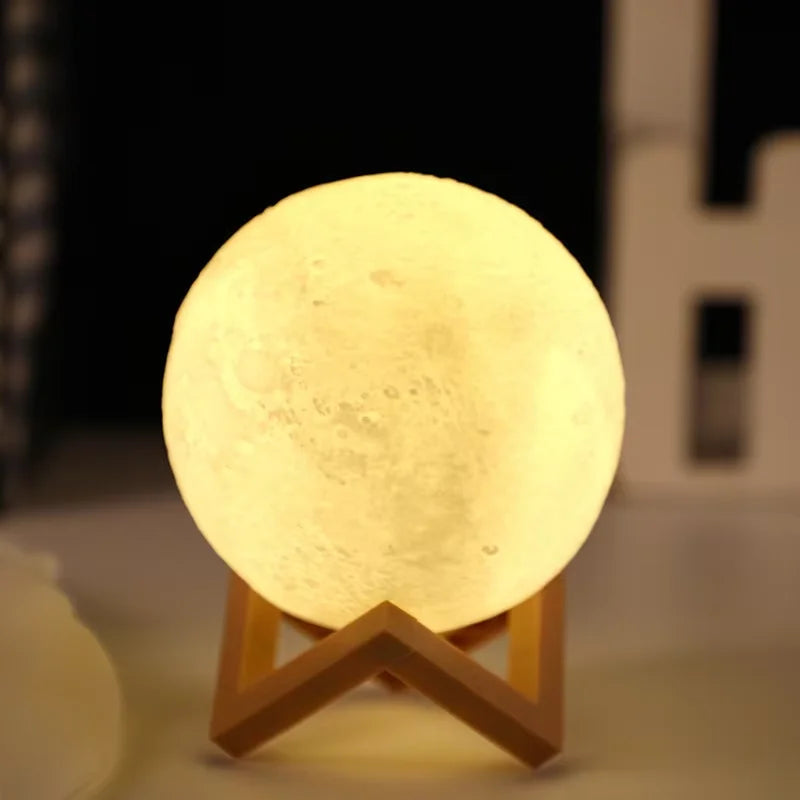 DIY Moon & Planet Lamp Kit – 3D Rechargeable Touch-Dimmable LED Moon Lamp with Wooden Stand, Perfect Gift for Him & Her