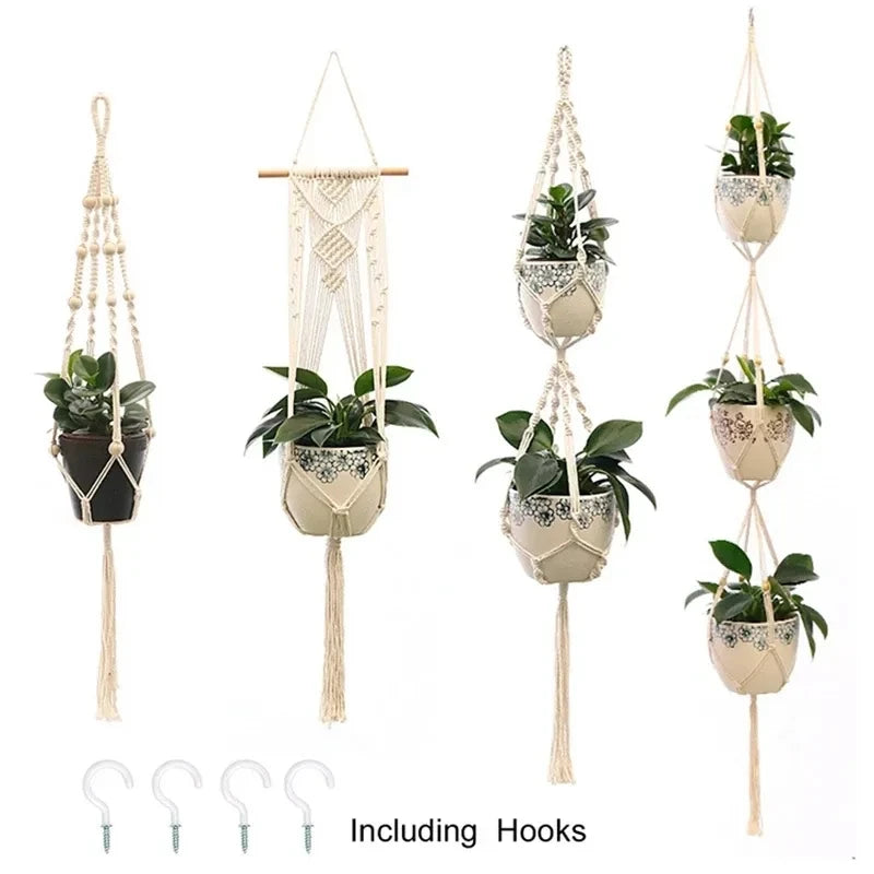 Handmade Boho Macrame Plant Hanger – Wall Hanging Basket Planter for Indoor & Outdoor Flower Pot Décor