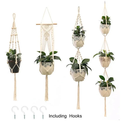 Handmade Boho Macrame Plant Hanger – Wall Hanging Basket Planter for Indoor & Outdoor Flower Pot Décor