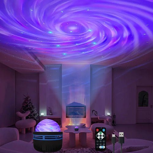 Starry Sky Galaxy Star Projector – LED Night Light with Remote, Sound-Activated & USB Charging, 7 Modes for Kids & Party Décor