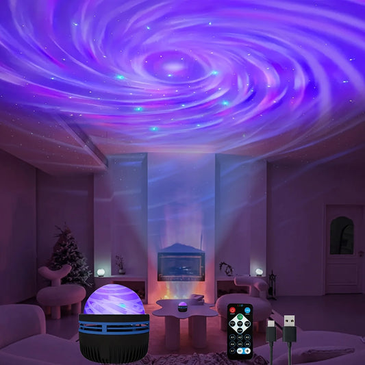 Starry Sky Galaxy Star Projector – LED Night Light with Remote, Sound-Activated & USB Charging, 7 Modes for Kids & Party Décor