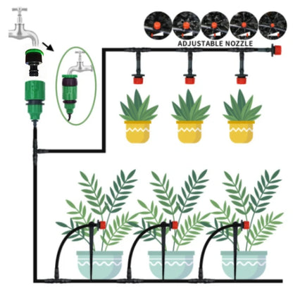 Drip Irrigation System 5-60M Plant Watering Kit – Adjustable Drippers Micro Irrigation Set for Garden, Greenhouse & Patio
