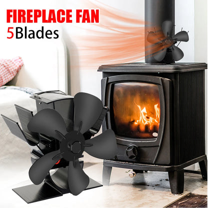 Mini Heat Powered Stove Fan – 5-Blade Quiet Fireplace Fan for Wood Burner, Eco-Friendly Heat Distribution Fan for Winter Home Heating
