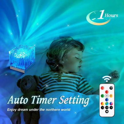 Aurora & Ocean Wave Water Ripple Projector Lamp – 17-Color Northern Lights LED Night Light