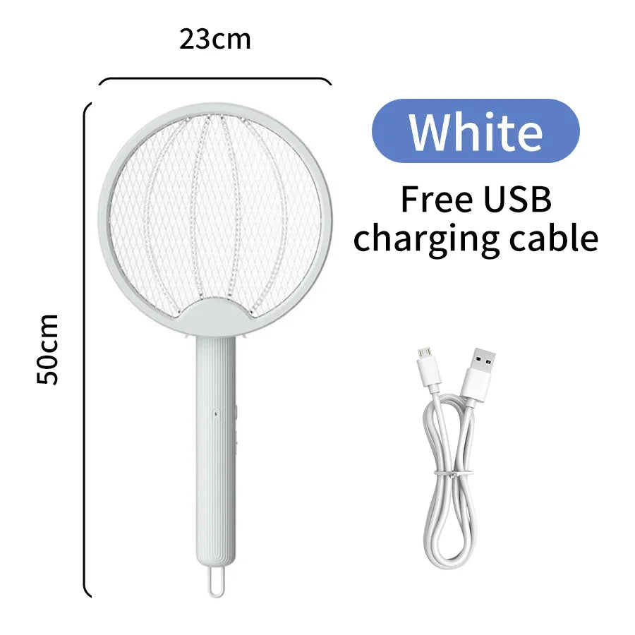 2 in 1 Electric Mosquito Swatter Lamp – USB Rechargeable Folding Insect Killer with Purple Light for Home & Dormitory