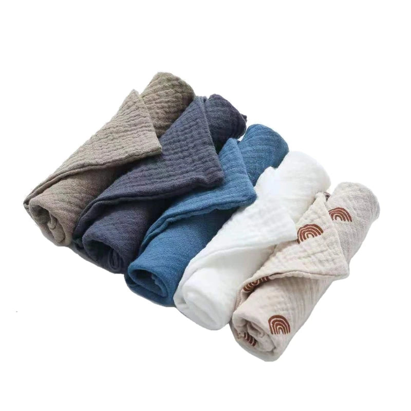 5 Pcs Baby Washcloths – Soft Cotton Muslin Face Towels & Infant Hand Wipes for Feeding & Bath