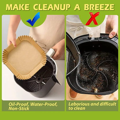Air Fryer Disposable Paper Liners – Non-Stick Parchment Baking Sheets for Air Fryer, Microwave, Oven, Steamer