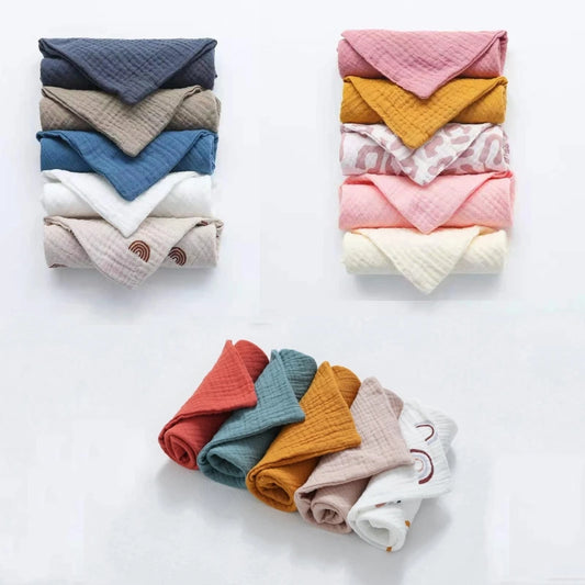 5 Pcs Baby Washcloths – Soft Cotton Muslin Face Towels & Infant Hand Wipes for Feeding & Bath