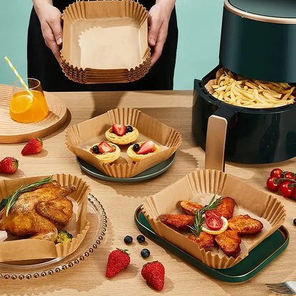 Air Fryer Disposable Paper Liners – Non-Stick Parchment Baking Sheets for Air Fryer, Microwave, Oven, Steamer