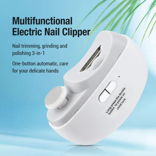 Electric Nail Clipper – Automatic Rechargeable Nail Trimmer & Polisher with Light for Baby & Adult Manicure