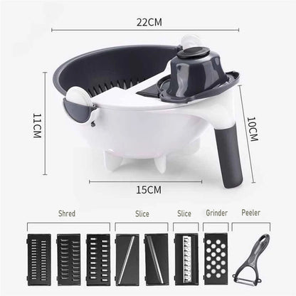 9 in 1 Vegetable Cutter – Multi-Functional Manual Potato Slicer, Shredder & Grater Kitchen Tool