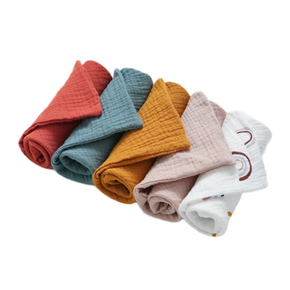 5 Pcs Baby Washcloths – Soft Cotton Muslin Face Towels & Infant Hand Wipes for Feeding & Bath