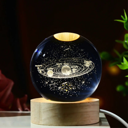 Galaxy Crystal Ball Night Light – 3D Planet & Moon LED Table Lamp, Glowing Space Orb for Bedroom Décor & Christmas Gift