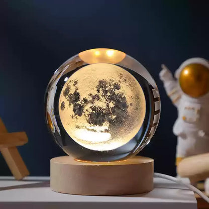 Galaxy Crystal Ball Night Light – 3D Planet & Moon LED Table Lamp, Glowing Space Orb for Bedroom Décor & Christmas Gift