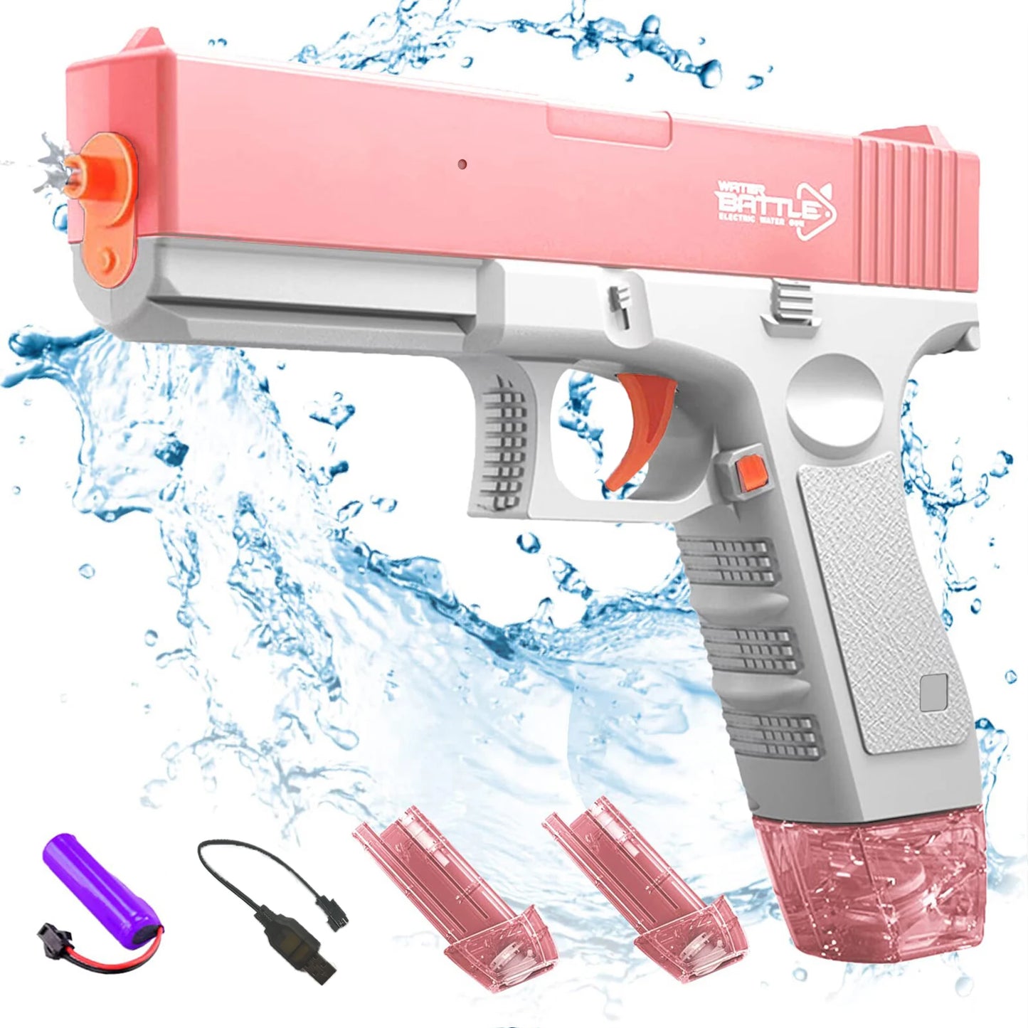 Unilabo M416 Electric Water Gun – Battery Powered Automatic Water Blaster with Bottle Attachment