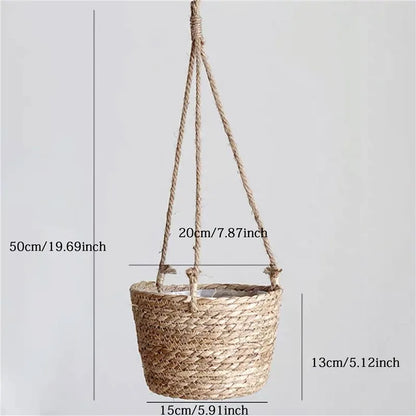 Handmade Jute Rope Macrame Hanging Planter – Boho Indoor/Outdoor Flower Pot Holder for Stylish Vertical Decor