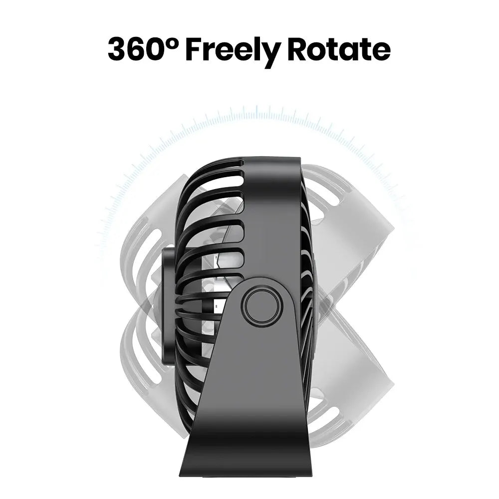 USB Mini Portable Fan 4-Inch – Quiet Desk Table Personal Fan with 3 Speeds, 360° Adjustable Standing Cooling Fan for Home, Office, Camping