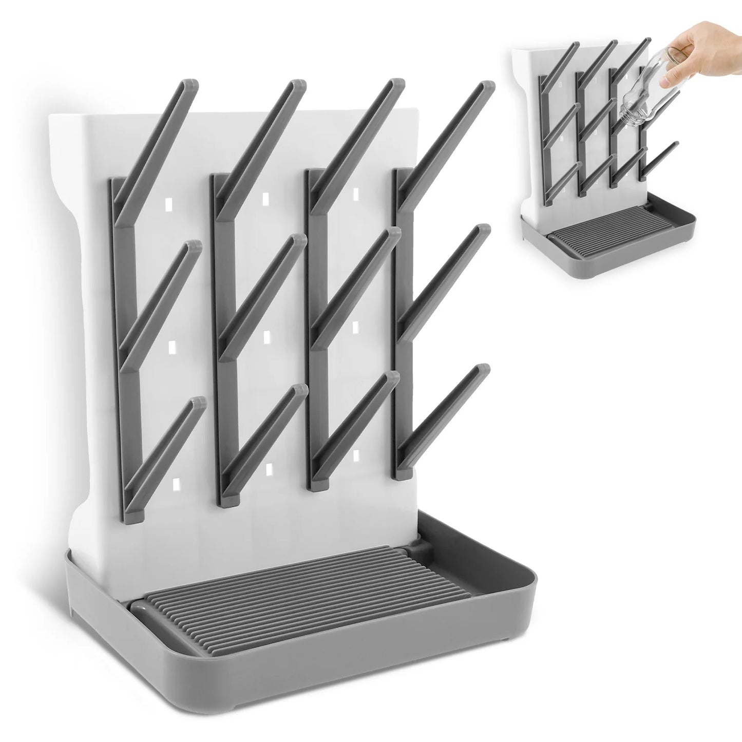 Vertical Space-Saving Baby Bottle Drying Rack & Holder Organizer