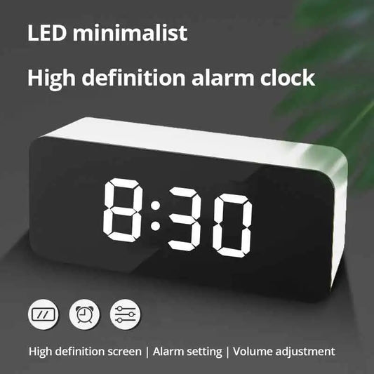 LED Mirror Alarm Clock – Digital USB Desktop Table Clock with Snooze, Night Light & Time Display, Modern Home Decor
