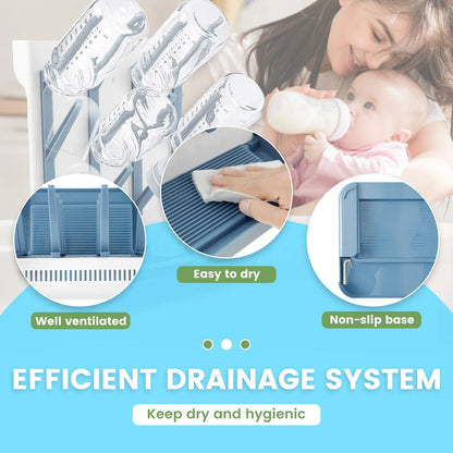 Vertical Space-Saving Baby Bottle Drying Rack & Holder Organizer