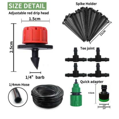 Drip Irrigation System 5-60M Plant Watering Kit – Adjustable Drippers Micro Irrigation Set for Garden, Greenhouse & Patio