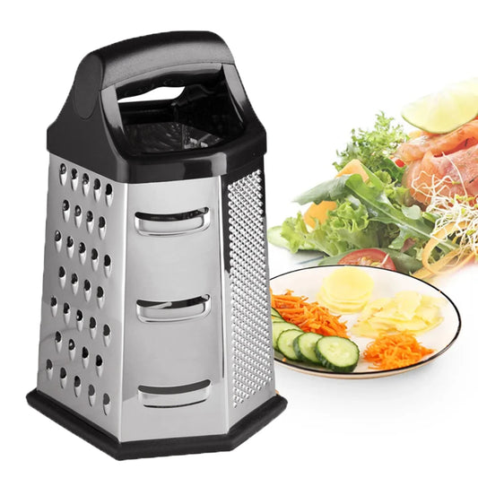 Stainless Steel 6-Sided Box Grater – Multifunctional Vegetable Slicer & Cheese Shredder