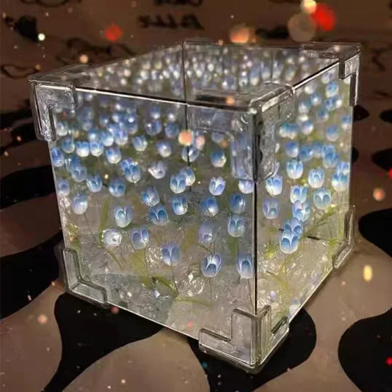 DIY Tulip Flower Cube Night Light Kit – Romantic 3D Tulip Material Package for Couples & Girlfriend Gift