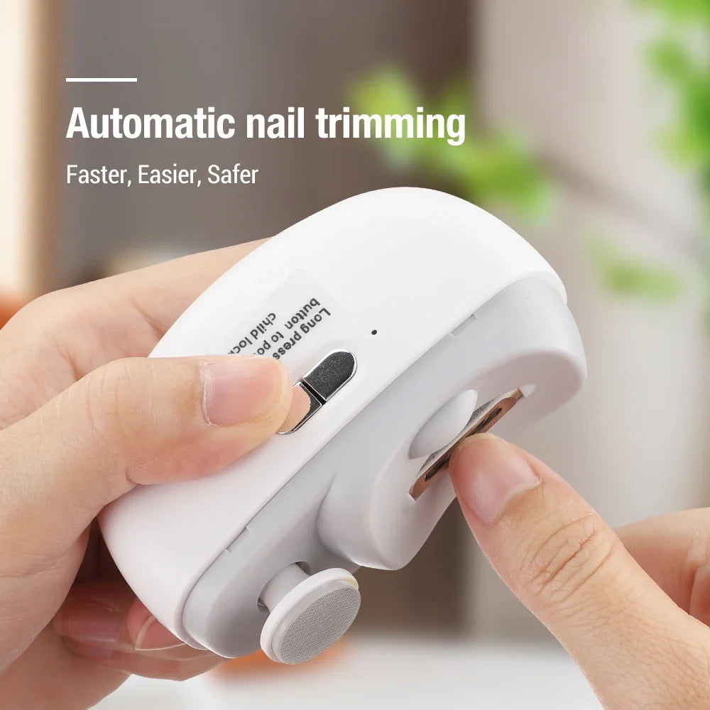 Electric Nail Clipper – Automatic Rechargeable Nail Trimmer & Polisher with Light for Baby & Adult Manicure