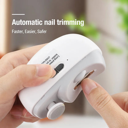 Electric Nail Clipper – Automatic Rechargeable Nail Trimmer & Polisher with Light for Baby & Adult Manicure