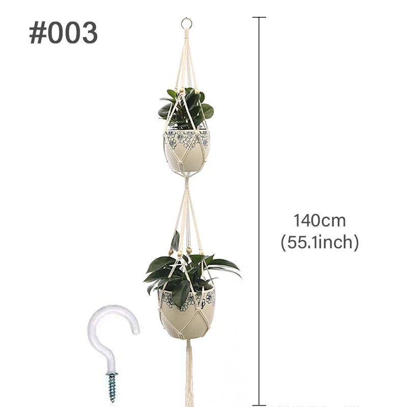 Handmade Boho Macrame Plant Hanger – Wall Hanging Basket Planter for Indoor & Outdoor Flower Pot Décor