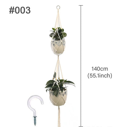 Handmade Boho Macrame Plant Hanger – Wall Hanging Basket Planter for Indoor & Outdoor Flower Pot Décor