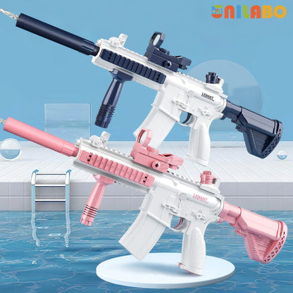 Unilabo M416 Electric Water Gun – Battery Powered Automatic Water Blaster with Bottle Attachment
