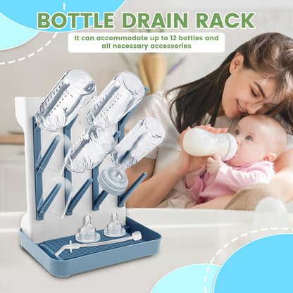 Vertical Space-Saving Baby Bottle Drying Rack & Holder Organizer