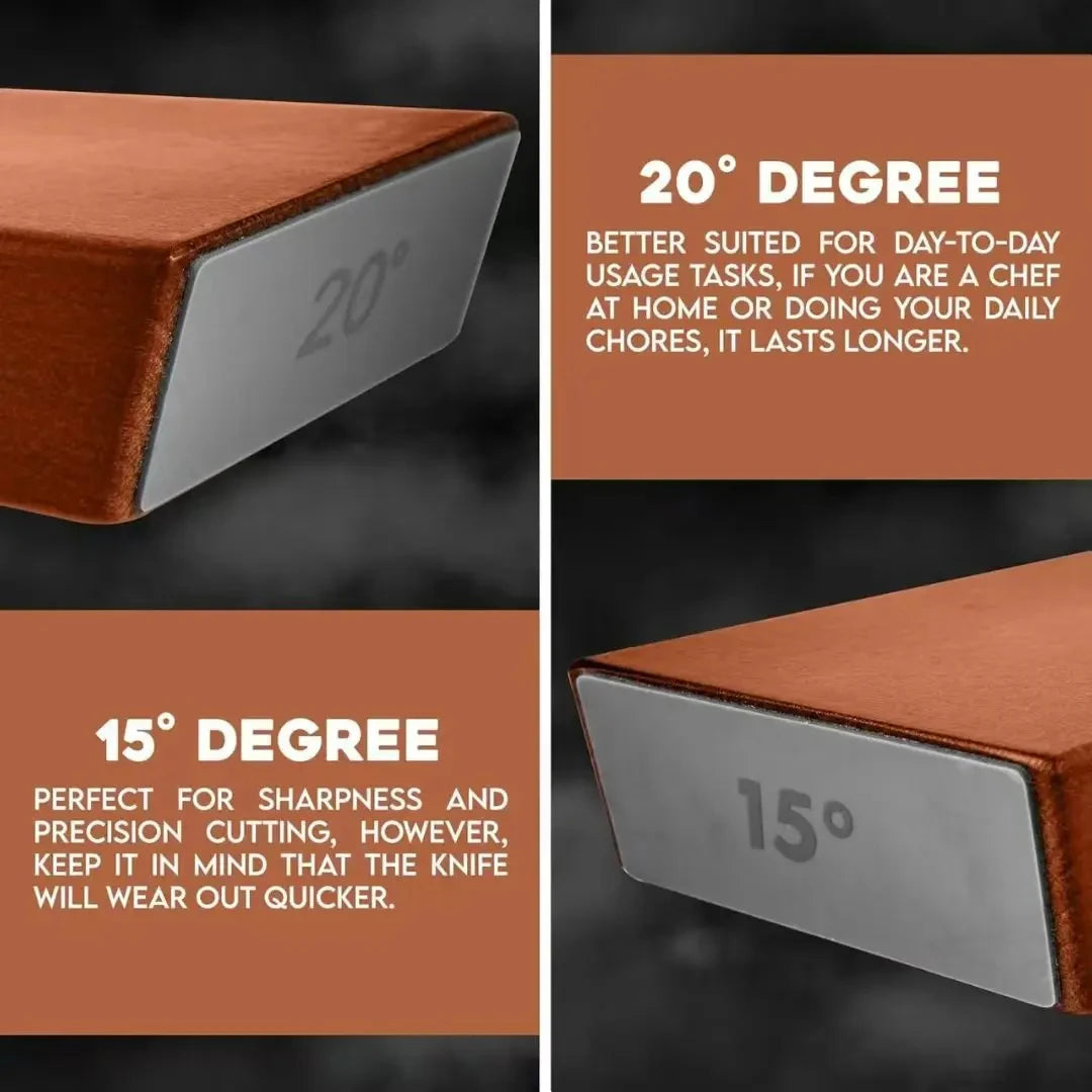 Rolling Knife Sharpener – Double-Sided Diamond Stone with Magnetic 15°/20° Angle Support for Kitchen Knives