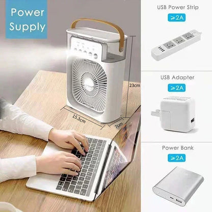 3 in 1 Portable Air Conditioner Fan – Mini Air Cooler, Humidifier & LED Night Light for Home or Office