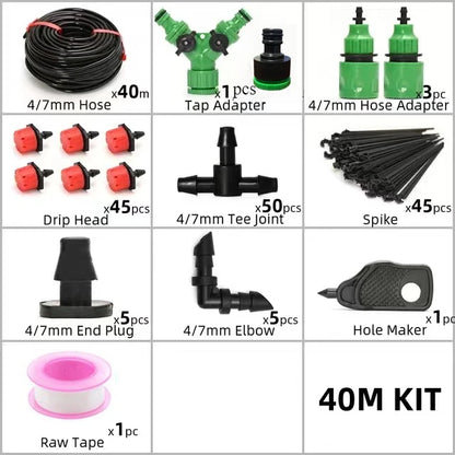 Drip Irrigation System 5-60M Plant Watering Kit – Adjustable Drippers Micro Irrigation Set for Garden, Greenhouse & Patio