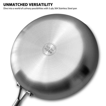 304 Stainless Steel Frying Pan – Nonstick Skillet, Uncoated Cookware for Gas & Induction Stoves, Steak & Everyday Cooking Pot