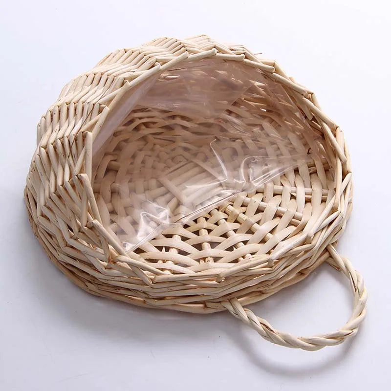 Handmade Wicker Rattan Wall Hanging Flower Planter – Rustic Basket Plant Holder for Indoor & Outdoor Garden Décor