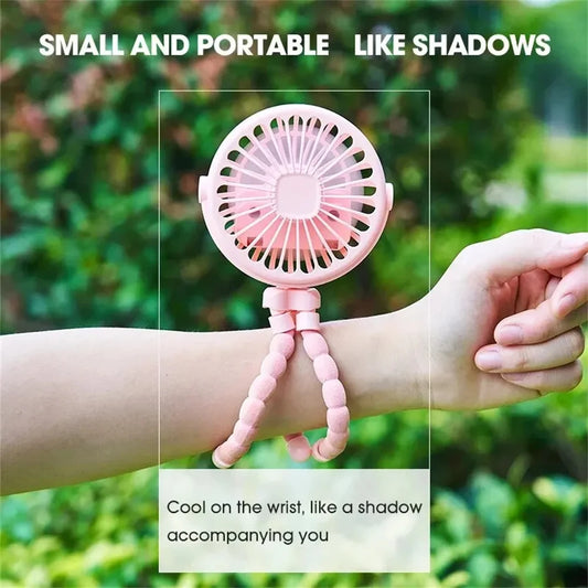 Portable Baby Stroller Fan – Oscillating Mini Handheld Fan with Flexible Tripod, USB Rechargeable & Battery Operated