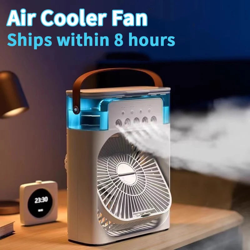 3 in 1 Portable Air Conditioner Fan – Mini Air Cooler, Humidifier & LED Night Light for Home or Office