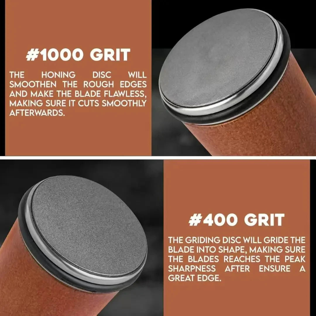 Rolling Knife Sharpener – Double-Sided Diamond Stone with Magnetic 15°/20° Angle Support for Kitchen Knives