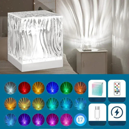 Aurora & Ocean Wave Water Ripple Projector Lamp – 17-Color Northern Lights LED Night Light